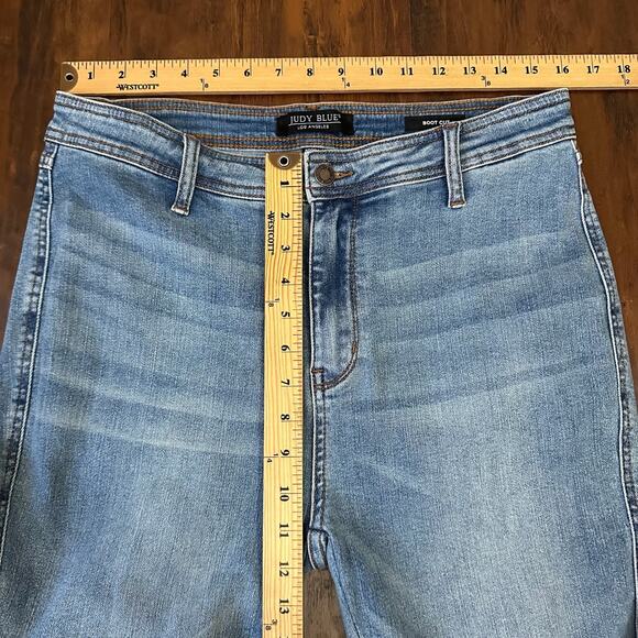 JUDY BLUE Bootcut Jeans Blue Denim Stretch High Rise Pleated Grunge - Picture 11 of 13